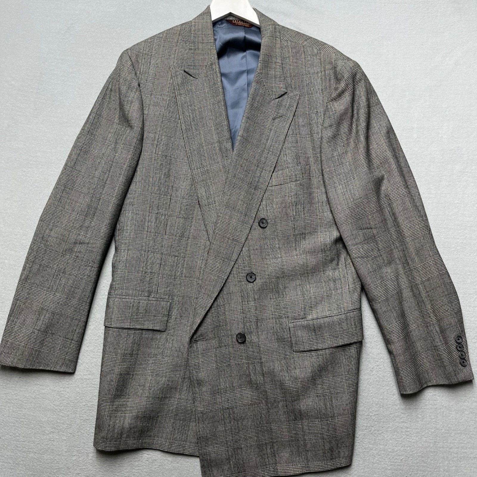 "Vtg Hertling For Nordstrom Glen Plaid Suit Mens 44l Oversized Drape Wool Usa"